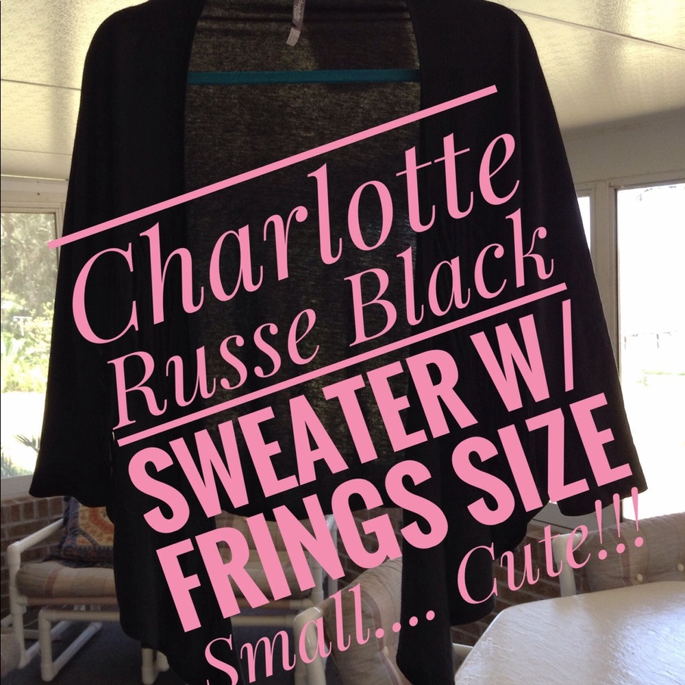 Charlotte Russe Black Sweater W/Fringe...Size S...